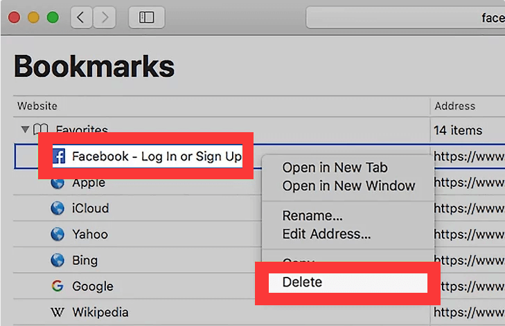 在Mac上刪除Safari瀏覽器書籤