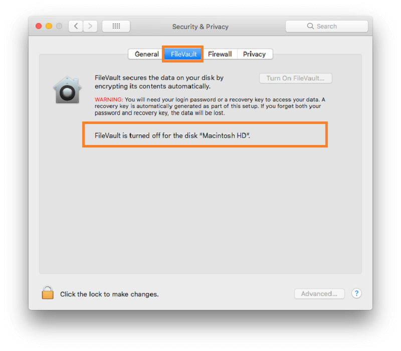 關閉 FileVault 時刪除 Mac 上的 Kext