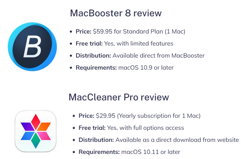 MacBooster 與 MacCleaner Pro 之間的評論