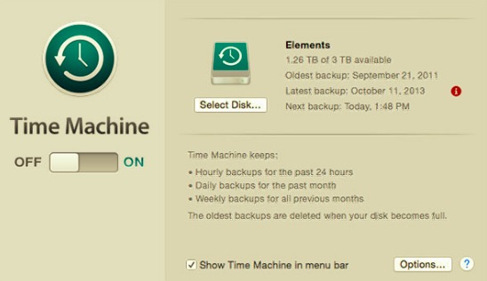 在卸載 Garmin Express 之前激活 Time Machine