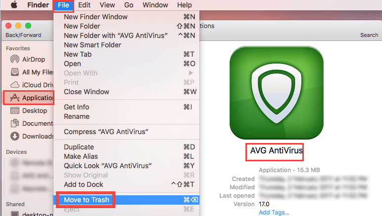 從Mac移除AVG App