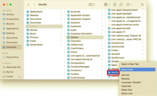 在 Mac 上刪除 Firefox 的緩存文件