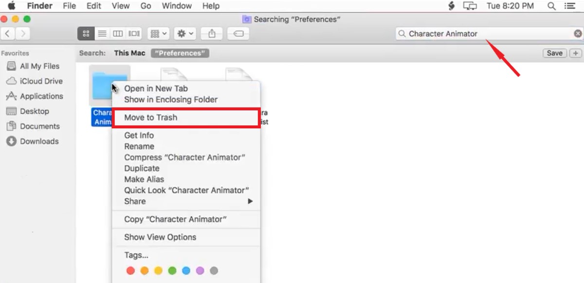 在 Mac 上手動卸載 Adob​​e Character Animator