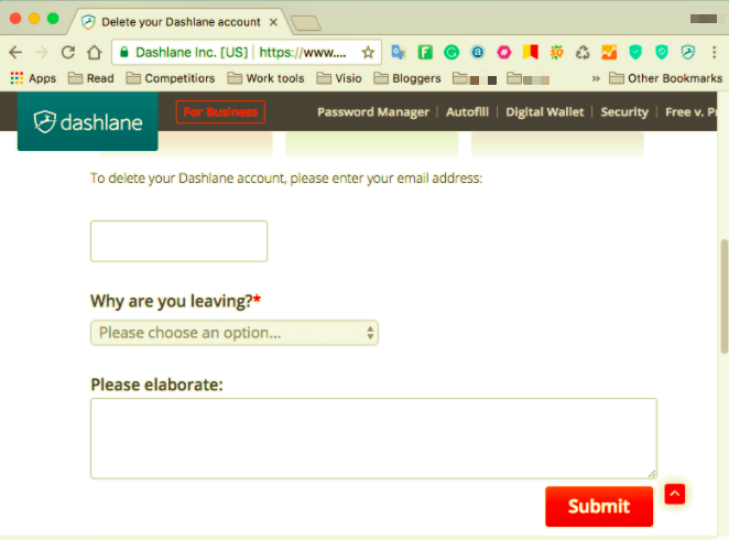 在 Mac 上刪除 Dashlane 帳戶