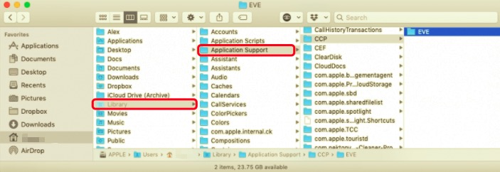 在 Mac 上使用所有數據卸載 EVE Online