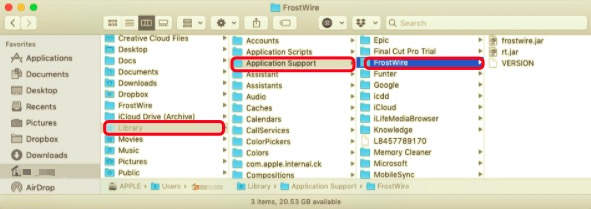 在 Mac 上卸載 FrostWire 及其支持文件