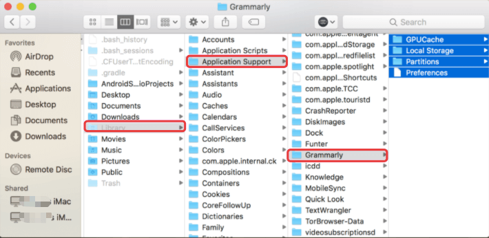 使用所有服務文件在 Mac 上手動卸載 Grammarly