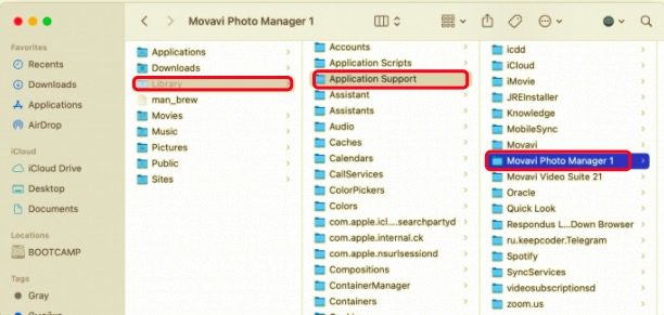 使用支持文件從 Mac 中刪除 Movavi