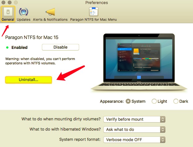 通過系統偏好從 Mac 刪除 NTFS