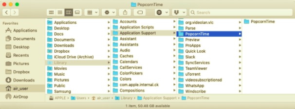 在 Mac 上手動卸載 Popcorn Time