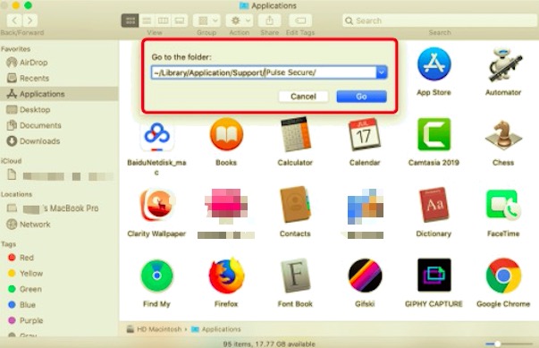 使用相關數據在 Mac 上卸載 Pulse Secure
