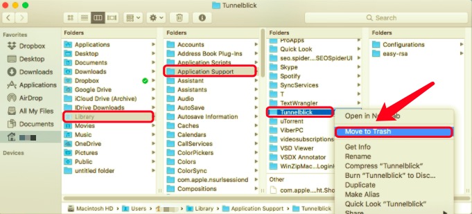 使用所有支持文件在 Mac 上卸載 Tunnelblick