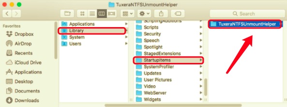 使用相關文件從 Mac 手動卸載 Tuxera NTFS