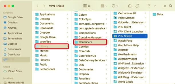 使用相關文件在 Mac 上手動卸載 VPN Shield