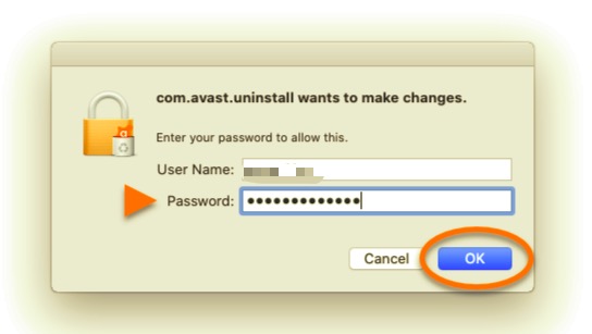 輸入用戶名和密碼以卸載 Avast