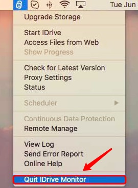 卸載前退出 IDrive Monitor