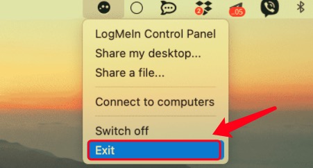 在 Mac 上退出 LogMeIn 帳戶