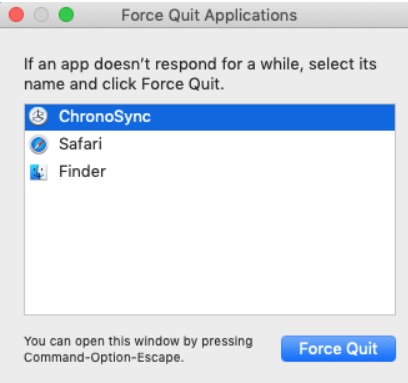 手動強制退出 Chronosync