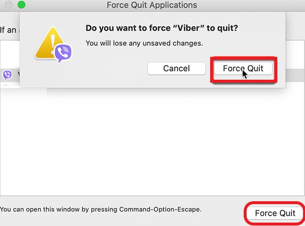 強制退出 Viber