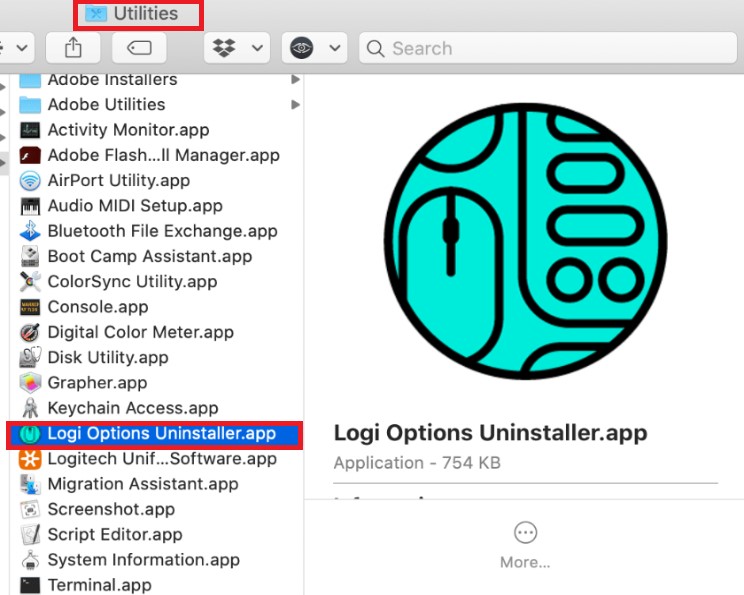 在 Mac 上手動卸載 Logitech Options