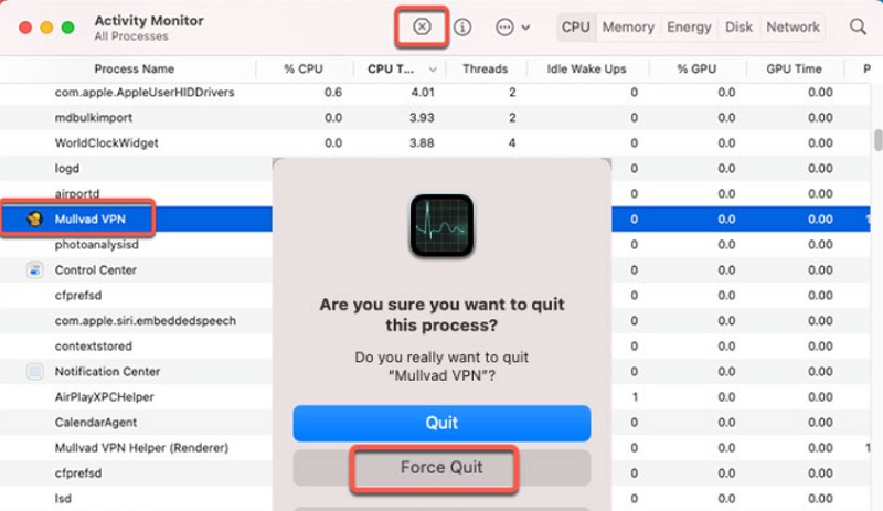 手動從 Mac 移除 Mullvad VPN