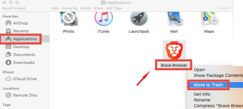 在 Mac 上手動卸載 Brave 瀏覽器