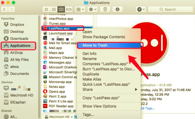 在 Mac 上手動卸載 LastPass