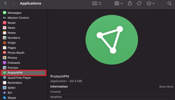 在 Mac 上手動卸載 ProtonVPN