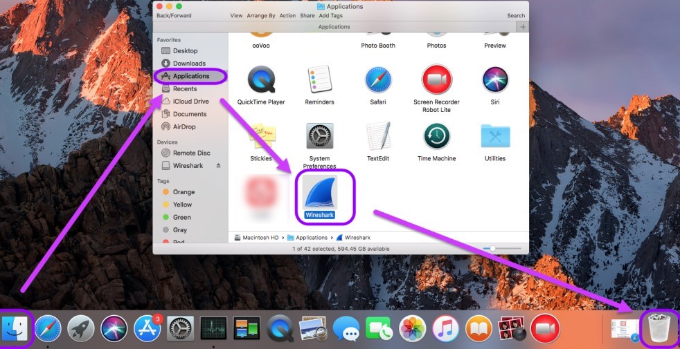 在 Mac 上手動卸載 Wireshark