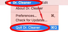 在刪除之前退出 Dr. Cleaner