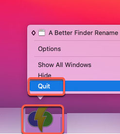 退出以卸載更好的 Finder 重命名