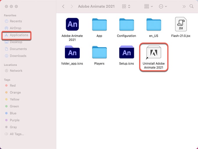 使用卸載程序從 Mac 中刪除 Adob​​e Animate
