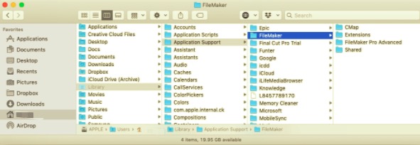 在 Mac 上手動刪除 FileMaker Pro 相關文件