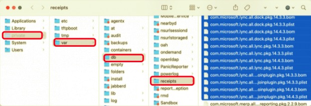 使用相關文件從 Mac 卸載 Lync