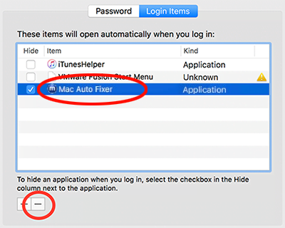 從登錄項中移除 Mac Auto Fixer