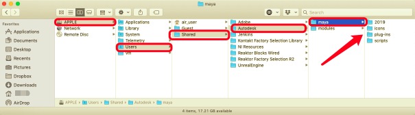 在 Mac 上手動卸載 Maya 及其服務文件