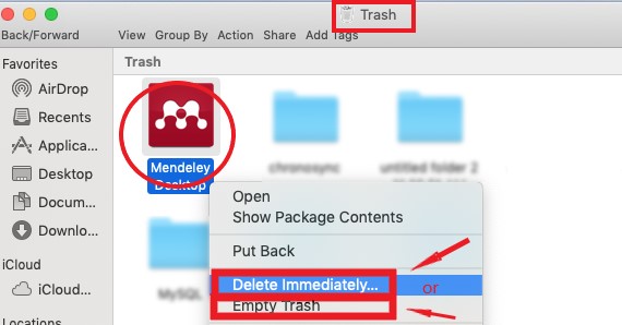 在 Mac 上手動卸載 Mendeley