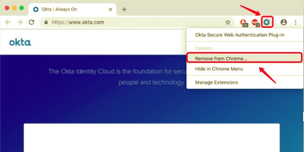 從 Mac 上的 Chrome 中刪除 Okta 插件