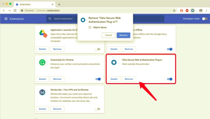 通過 Chrome 設置從 Mac 移除 Okta 插件