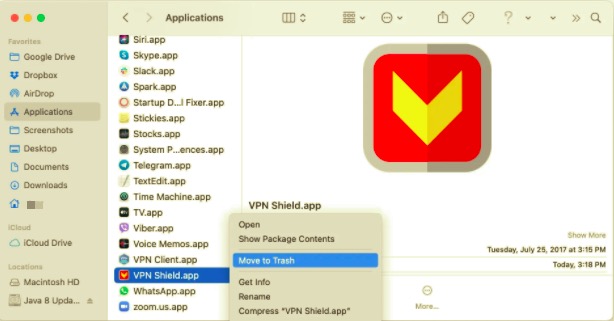 從 Mac 移除 VPN Shield