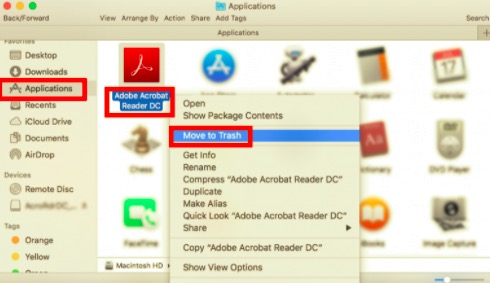 手動從 Mac 卸載 Adob​​e Acrobat Reader DC