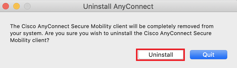 從 Mac 中刪除 Cisco AnyConnect