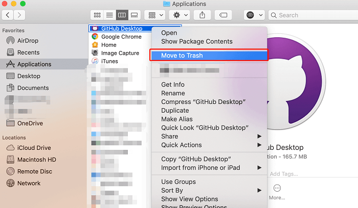 在 Mac 上手動卸載 GitHub