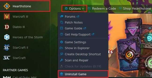 在 Mac 上的 Battle.net 中卸載爐石傳說