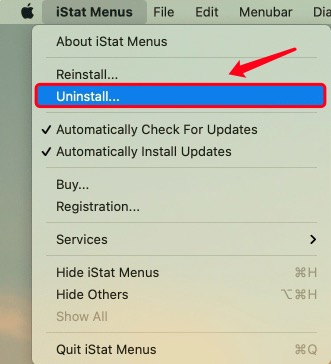 從 Apple 菜單欄中卸載 Mac 上的 iStat Menus