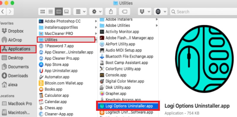 在 Mac 上卸載 Logitech Control Center