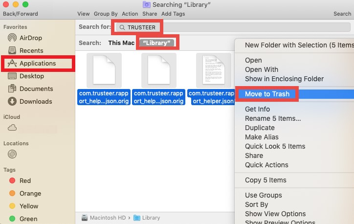 在 Mac 上手動卸載 Trusteer Rapport