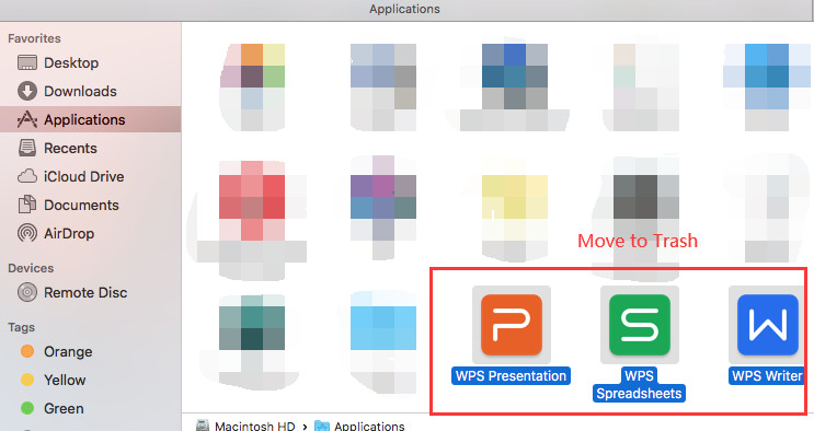 在 Mac 上手動卸載 WPS Office