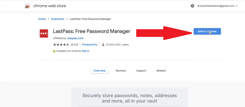 將LastPass擴展程序添加到Chrome