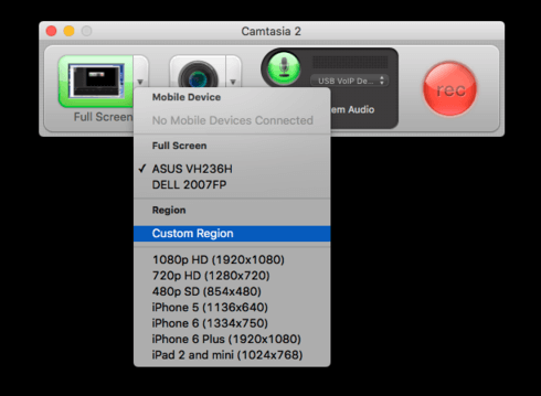 錄製屏幕在Mac上由Camtasia